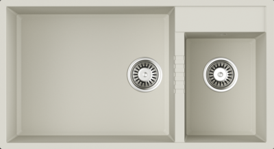 Фото товара: Omoikiri Tedori 85-2-U WH, мойка, гранит, белый