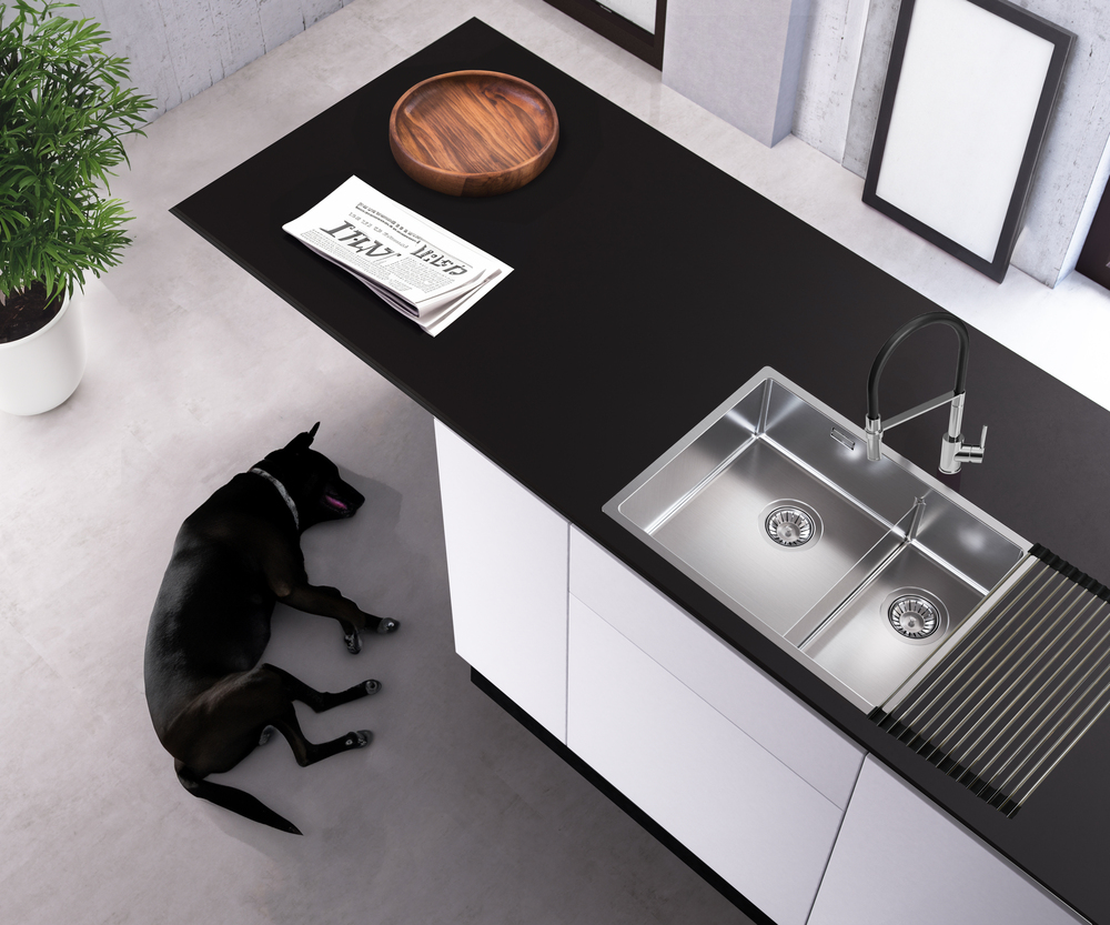 Детальное фото товара: ALVEUS NOX 90L BRS, мойка, нержавеющая сталь, левая (в комплекте с интегрированным сифоном)