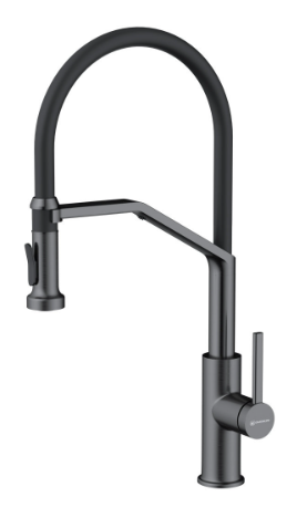 Фото товара: Omoikiri Makkari 2 Plus-SB-GM-BL, смеситель, вороненая сталь/черный