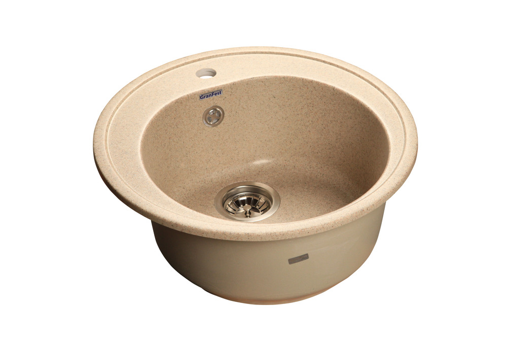 GranFest RONDO GF-R-510, мойка, мрамор, песочный Детальное фото товара: GranFest RONDO GF-R-510, мойка, мрамор, песочный