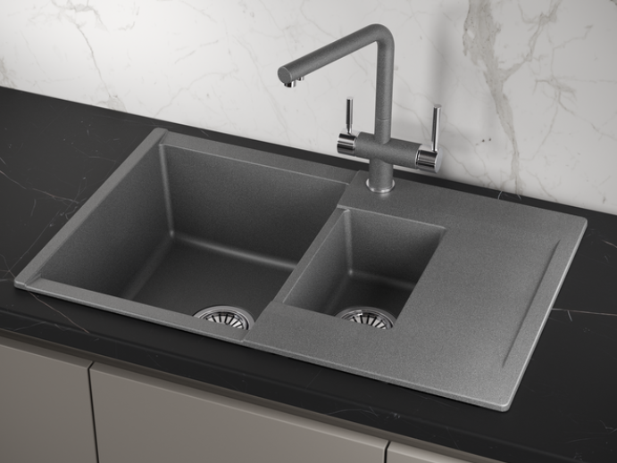 GRANULA ES-7808 мойка, гранит, графит Детальное фото товара: GRANULA ES-7808 мойка, гранит, графит