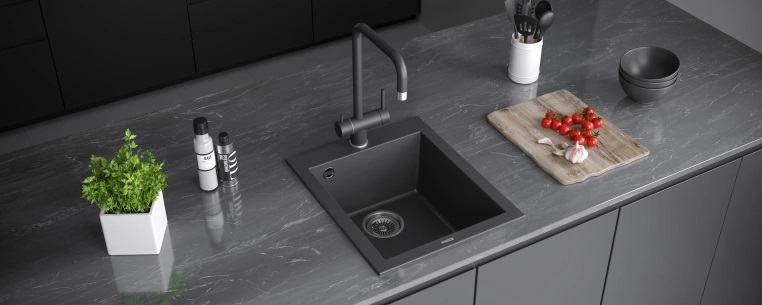 Детальное фото товара: KUCHENSTERN OBEN 45, мойка, гранит, антрацит