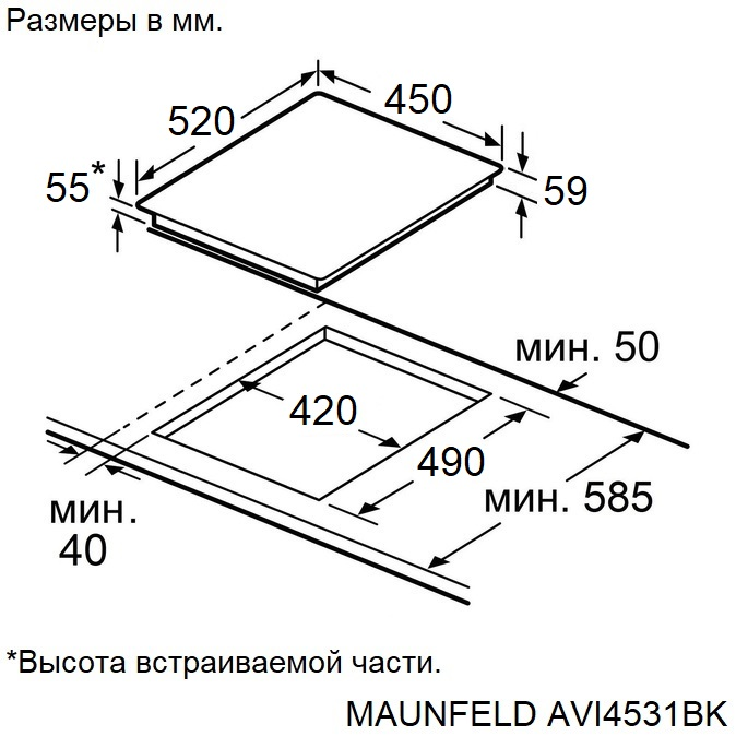 Детальное фото товара: Maunfeld AVI4531BK индукционная поверхность