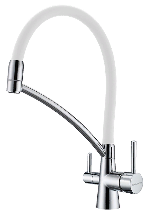 Фото товара: Paulmark SIEGEN, смеситель, хром, белый шланг