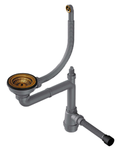 Фото товара: Omoikiri WK-1CL-R-AB022 Арматура для одночашевых моек с круглым переливом, античная латунь