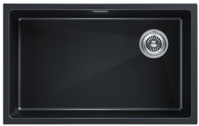 Детальное фото товара: Paulmark LUMI 74UNI-SKEW, мойка, гранит, черный металлик