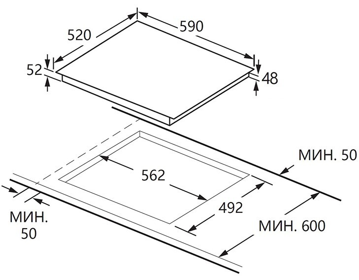 Детальное фото товара: Konigin Vega C604 SBK стеклокерамическая поверхность