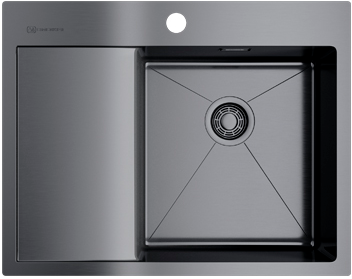 Фото товара: Omoikiri Akisame 65-GM-R, мойка, нержавеющая сталь/вороненая сталь, чаша справа