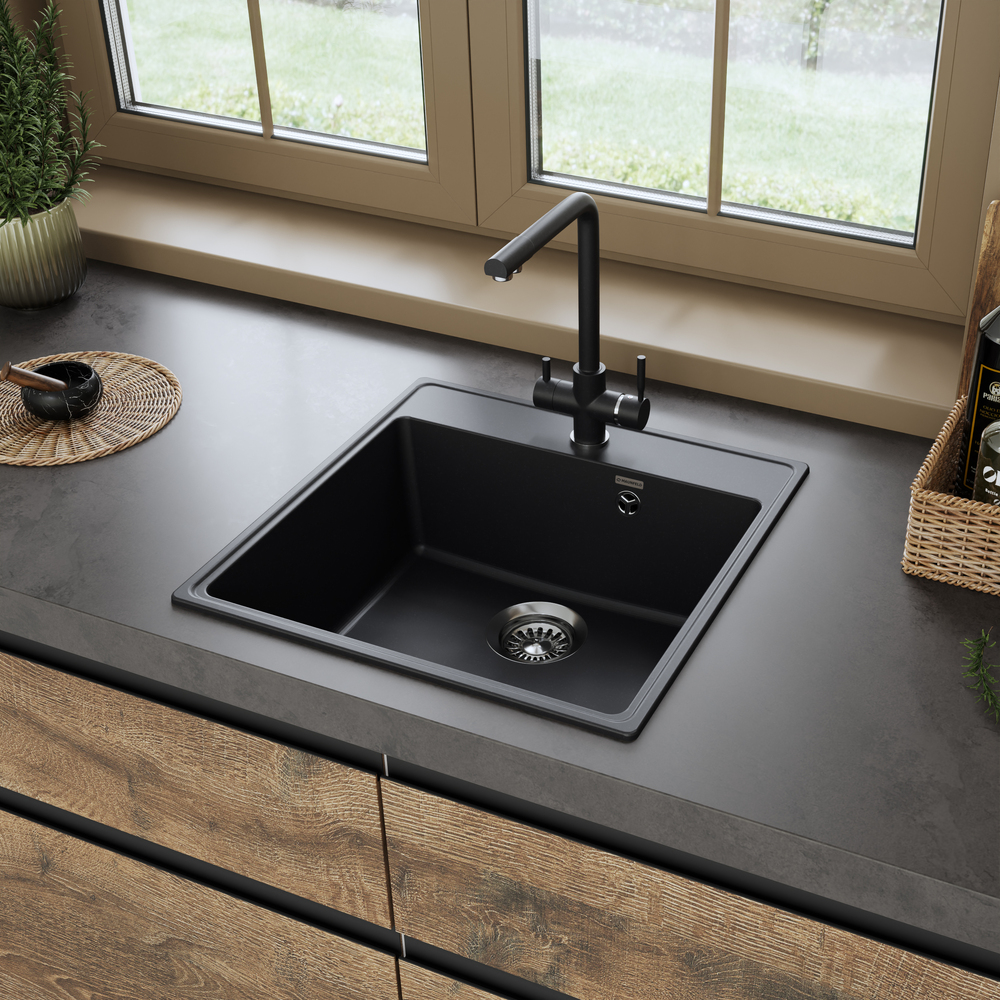 Детальное фото товара: Maunfeld Perla 505 MFQS-505B, мойка, гранит, черный