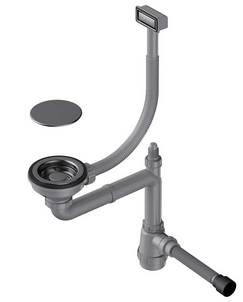 Фото товара: Omoikiri WK-1C-GM Арматура для одночашевых моек с прямоугольным переливом, вороненая сталь