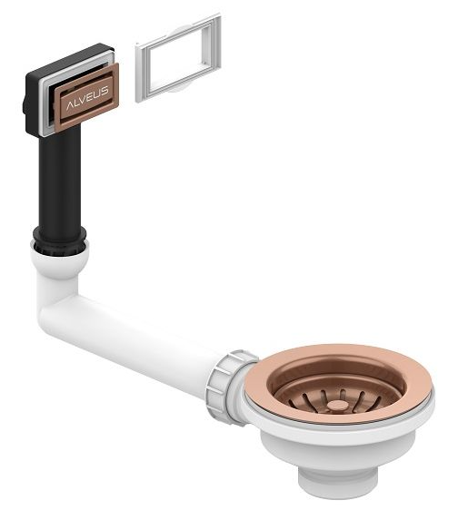 Фото товара: ALVEUS выпуск для мойки 114 COPPER new c рамкой и заглушкой (жесткий отвод)