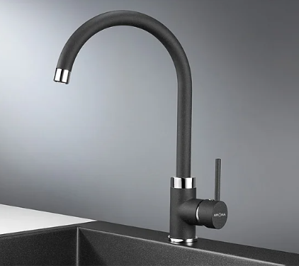 Фото товара: Krona WASSER H265 1 BLACK, смеситель, гранит, черный