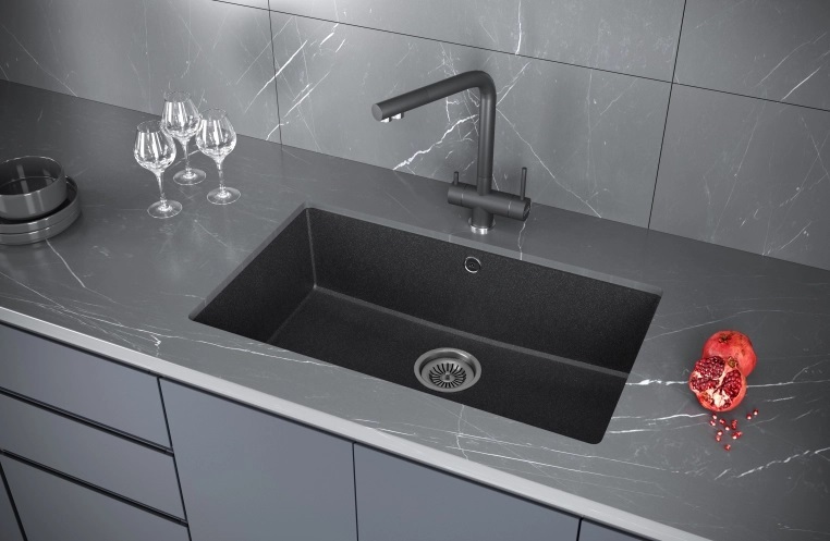 Детальное фото товара: KUCHENSTERN UNDER 80, мойка, гранит, черный