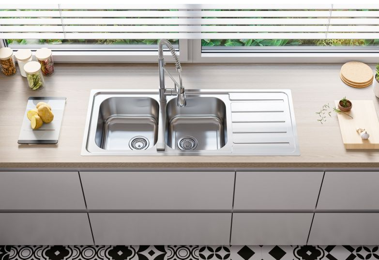 Детальное фото товара: ALVEUS LINE MAXIM 100 SAT 90, мойка, нержавеющая сталь (в компл.с сифоном 1127257)