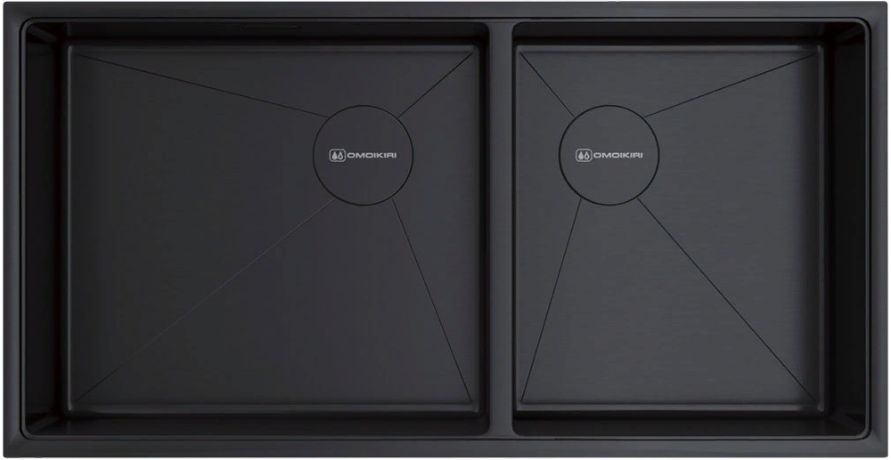 Детальное фото товара: Omoikiri Taki 85-2-LB-U/IF-GB Side, мойка, нержавеющая сталь/графит