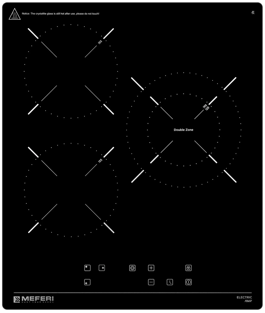 Фото товара: MEFERI MEH453BK POWER стеклокерамическая поверхность