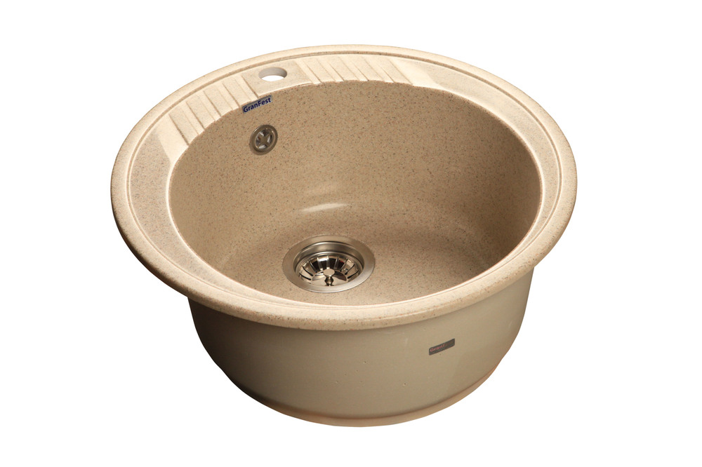 GranFest RONDO GF-R-520, мойка, мрамор, песочный Детальное фото товара: GranFest RONDO GF-R-520, мойка, мрамор, песочный