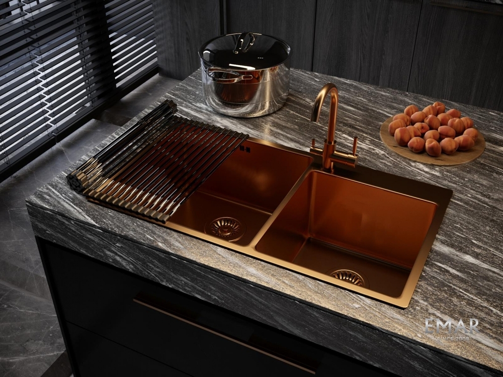 Детальное фото товара: Emar EMB-210 PVD Nano Coppery, мойка, нержавеющая сталь, медь