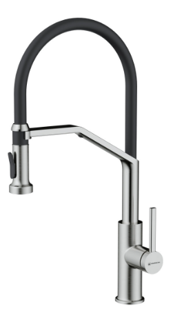 Omoikiri Makkari 2 Plus-SB-BN-BL, смеситель, нержавеющая сталь/черный Фото товара: Omoikiri Makkari 2 Plus-SB-BN-BL, смеситель, нержавеющая сталь/черный