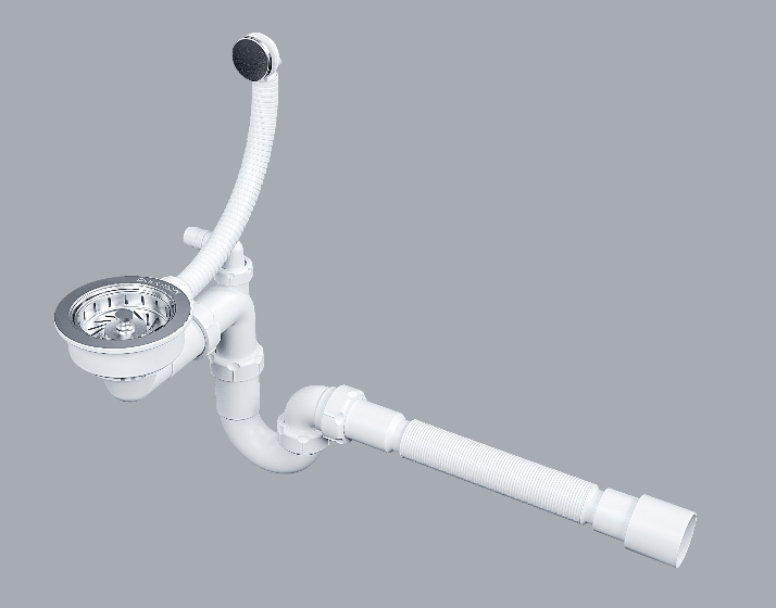 Фото товара: Paulmark PM1022-CR, сифон телескопический с круглым переливом, хром