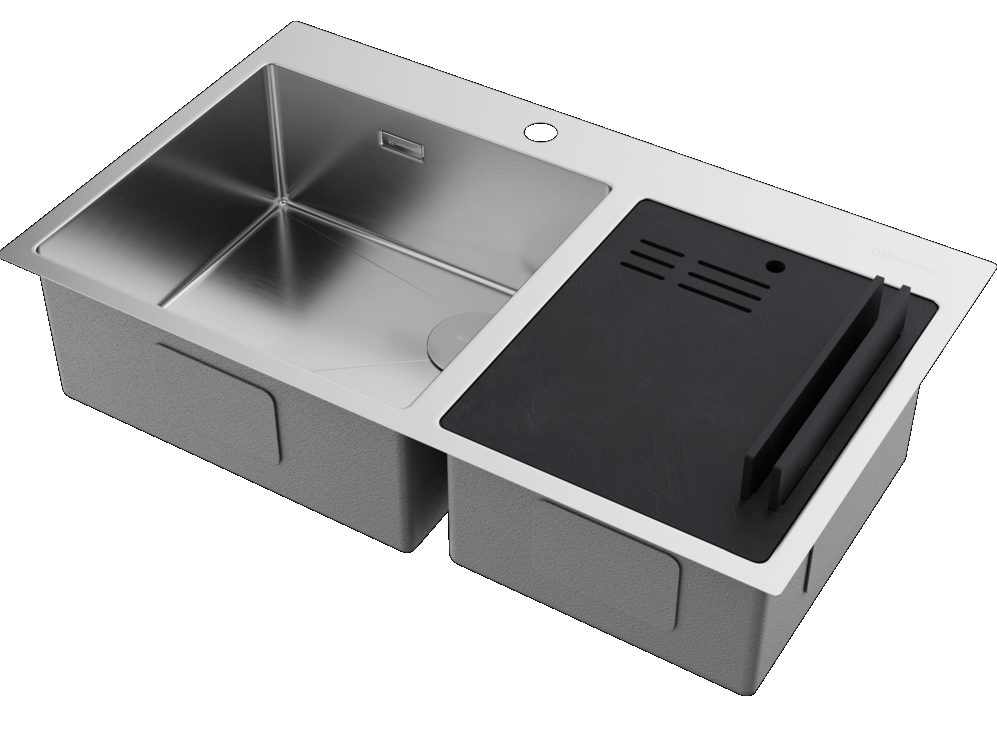 Детальное фото товара: Omoikiri Akisame 86-2 Side-IN, мойка, нержавеющая сталь