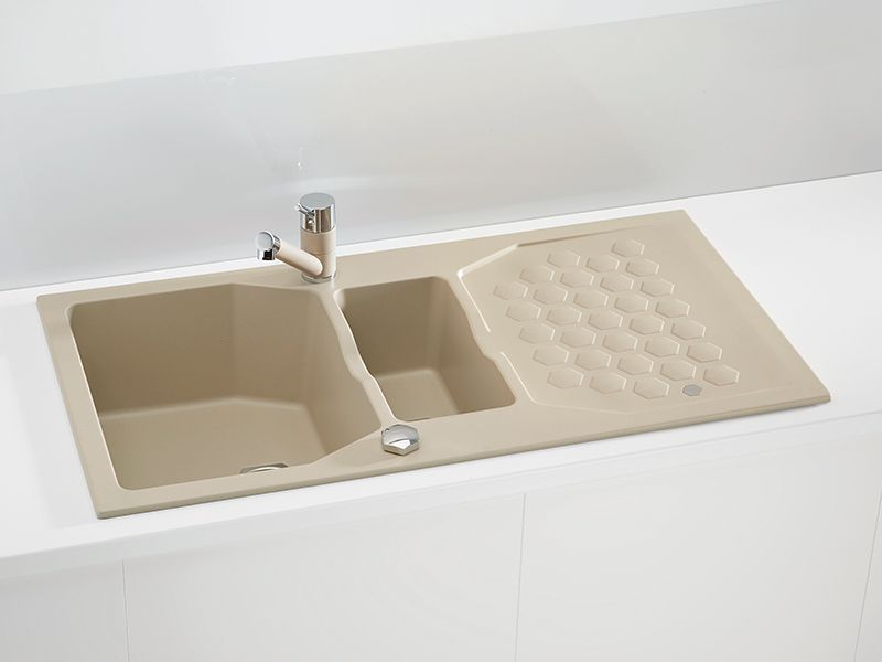 Детальное фото товара: ALVEUS SENSUAL 70 GRANITAL+ PEBBLE-G02M, мойка, гранит, светло бежевый (с сифоном 1104729)