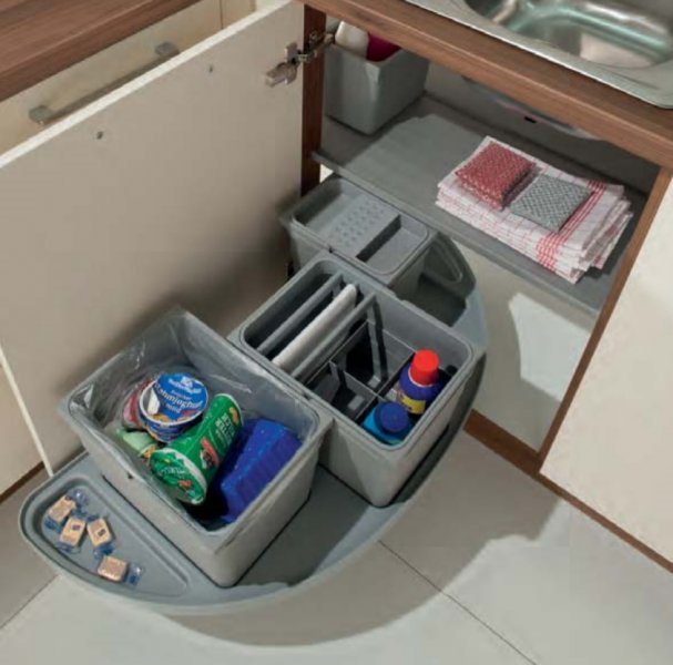 Фото товара: Ninka Vector система сортировки и хранения в угловой шкаф, 3 контейнера 12/5,5/5,5 л, правая, серый