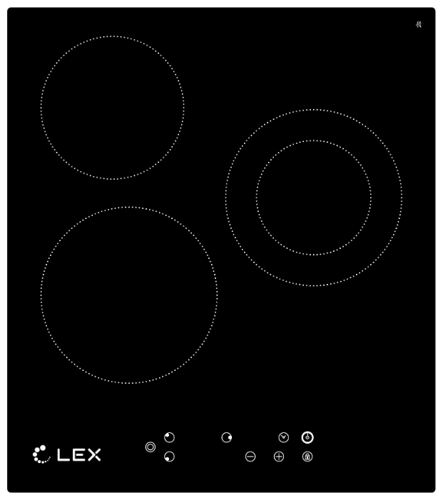 Фото товара: LEX EVH 431 BL стеклокерамическая поверхность