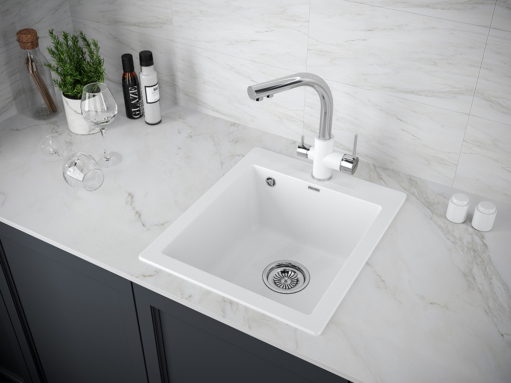 Детальное фото товара: Paulmark KANTE 40, мойка, гранит, белый