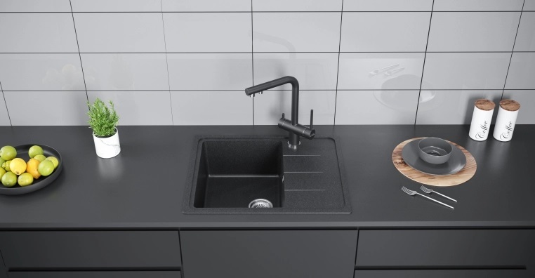 Детальное фото товара: KUCHENSTERN FLUG 45, мойка, гранит, антрацит