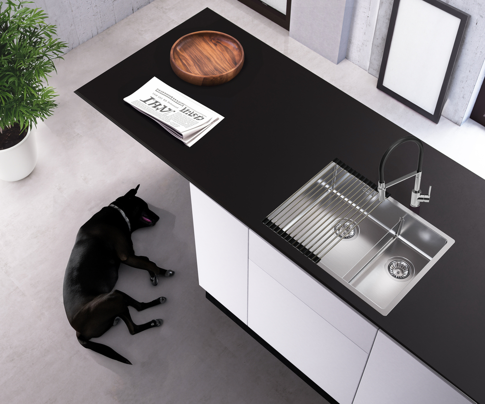 Детальное фото товара: ALVEUS NOX 90L BRS, мойка, нержавеющая сталь, левая (в комплекте с интегрированным сифоном)